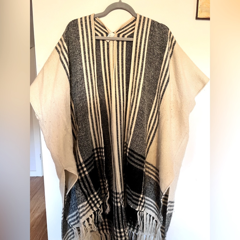 The Loft - Plaid Poncho with Fringe